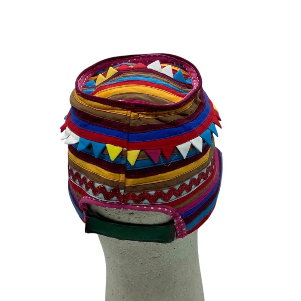 Handmade Colorful Multicolor Striped Pattern Hat‎ Cap Decorative Trim